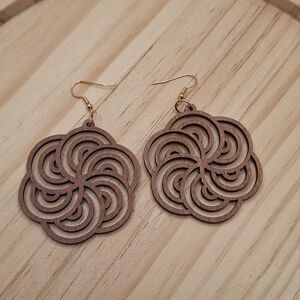 Elegant Brown Wooden Earrings